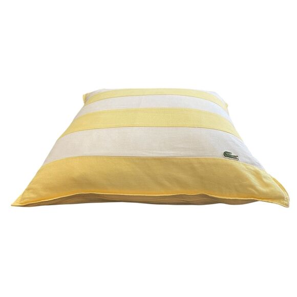 Lacoste Yellow Rugby Stripe Throw Pillow 18" Square Duck Down Feather Insert - Picture 5 of 7